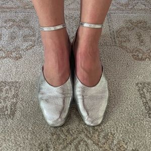 Zara Espadrille Silver Flat: 37